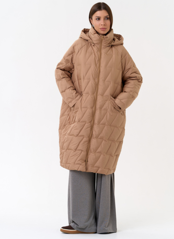 Женское свободное пальто с капюшоном