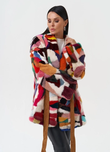 Яркая шуба из меха норки фото