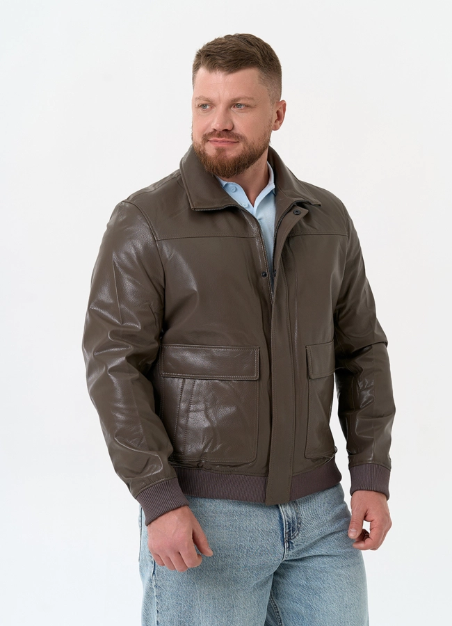 Мужская куртка бомбер из натуральной кожи модель № 32743 универмаг малина