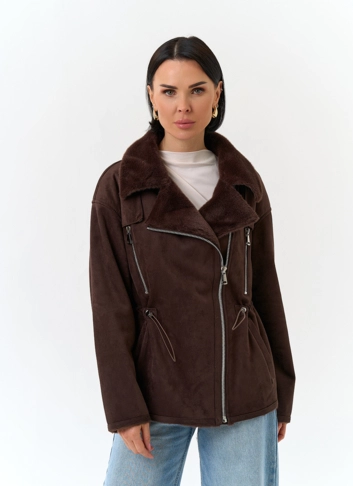 Женская дубленка из эко замши