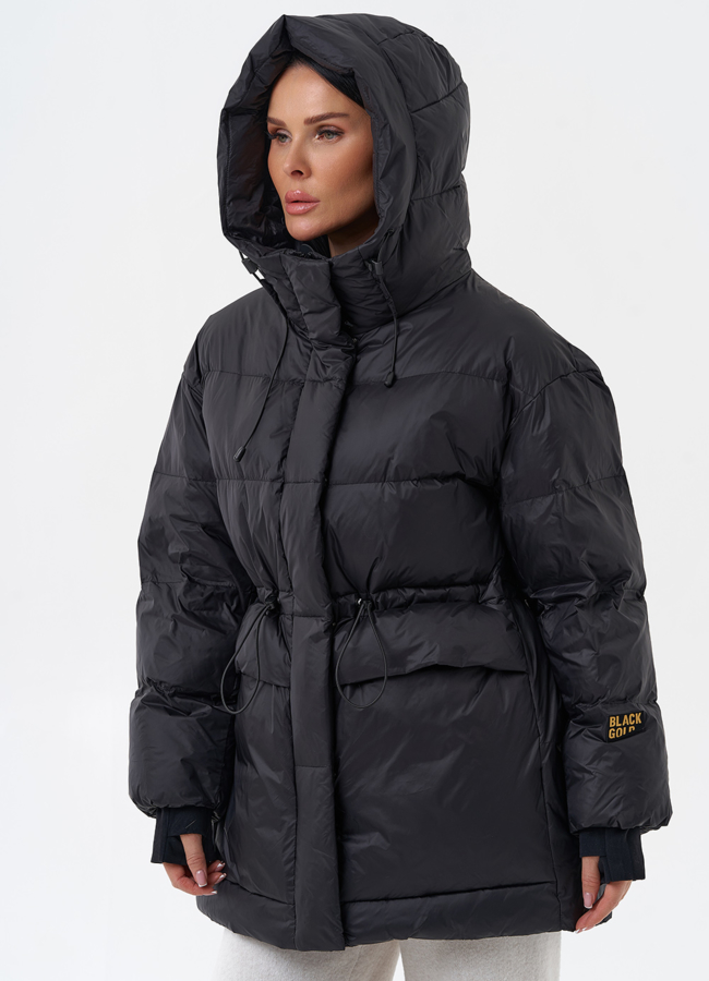 Женский пуховик черного цвета модель № 26112 в рассрочку