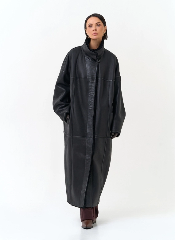 Женская двухсторонняя дубленка оверсайз фото