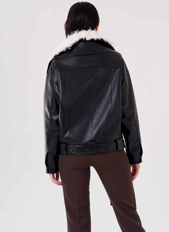 Куртка косуха на утеплении с отделкой натуральный козлик