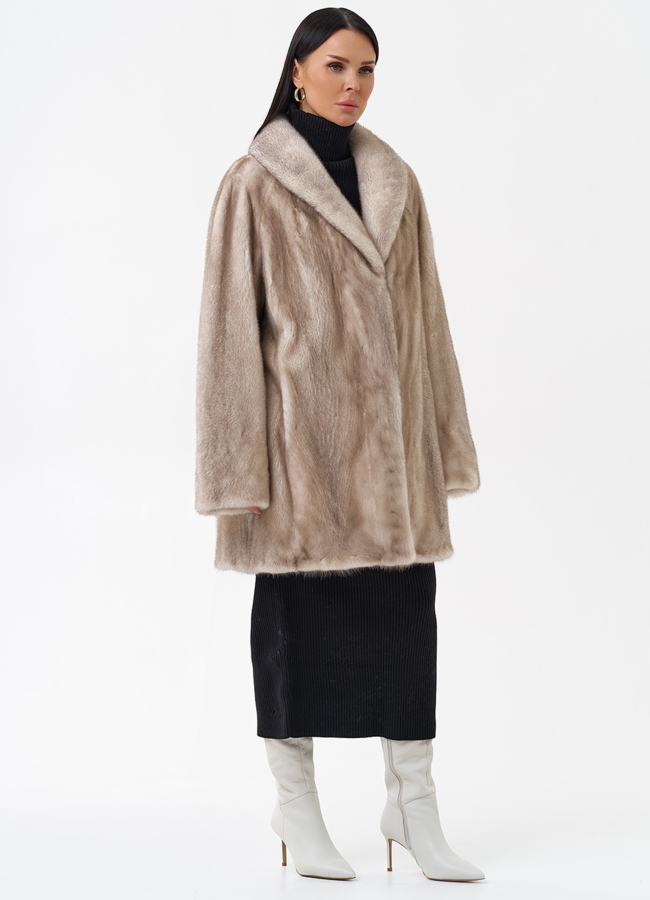 Норковая шуба с воротником модель № 29172 универмаг малина