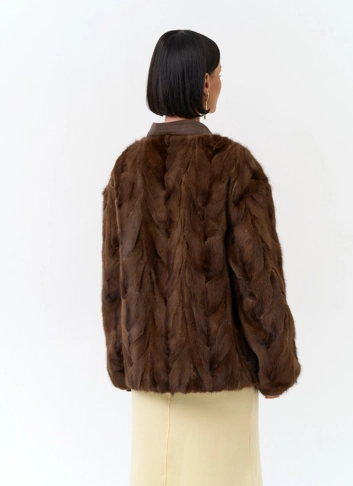 Жакет из меха частей норки фото
