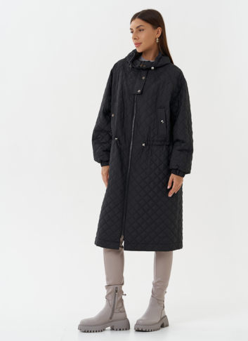 Женское стеганое пальто черного цвета