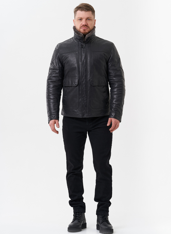 Куртка из натуральной кожи с отделкой из мутона