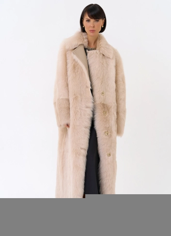 Женская двухсторонняя дубленка с поясом фото