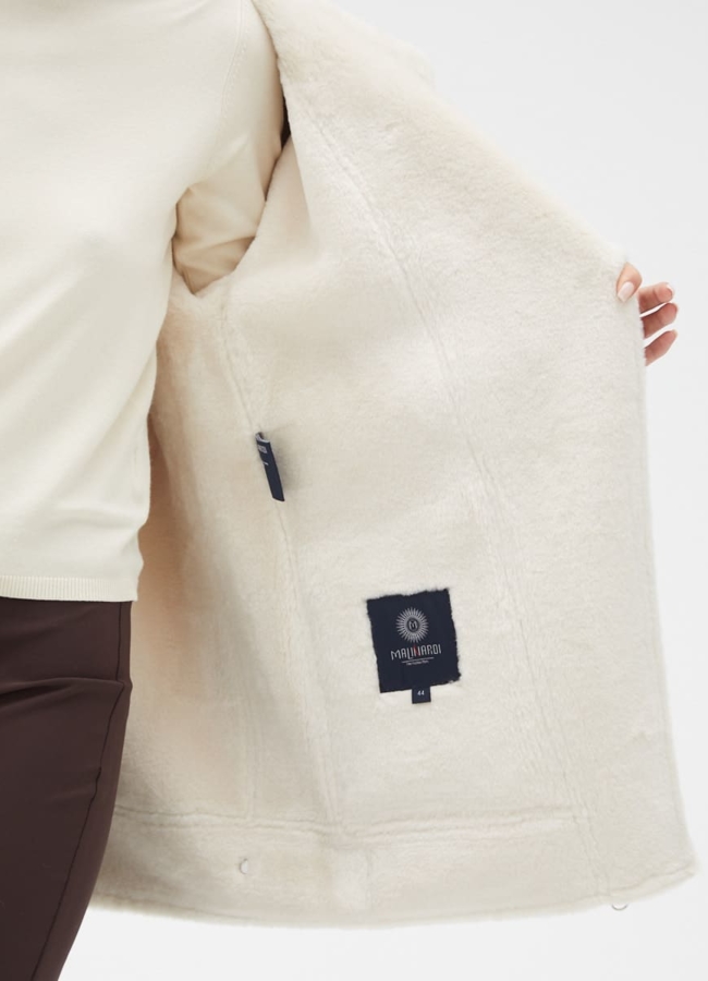 Женская удлиненная дубленка из эко кожи модель № 32023 универмаг малина